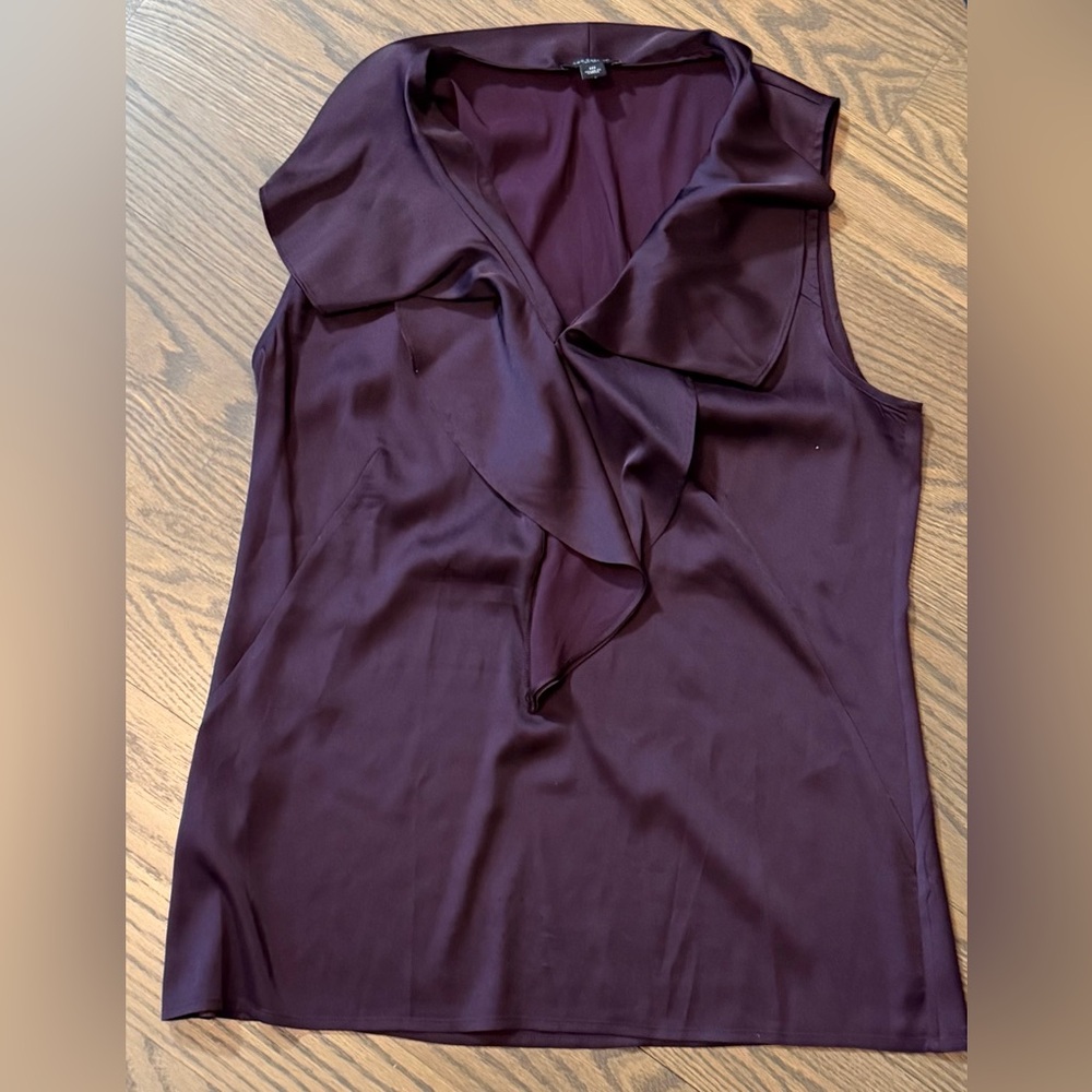Ann Taylor eggplant Ruffle Sleeveless Blouse - Picture 2 of 5
